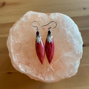 Garnet & Coral Silver Earrings 925